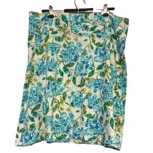 Lane Bryant Skirt Floral Print White Blue size 20W